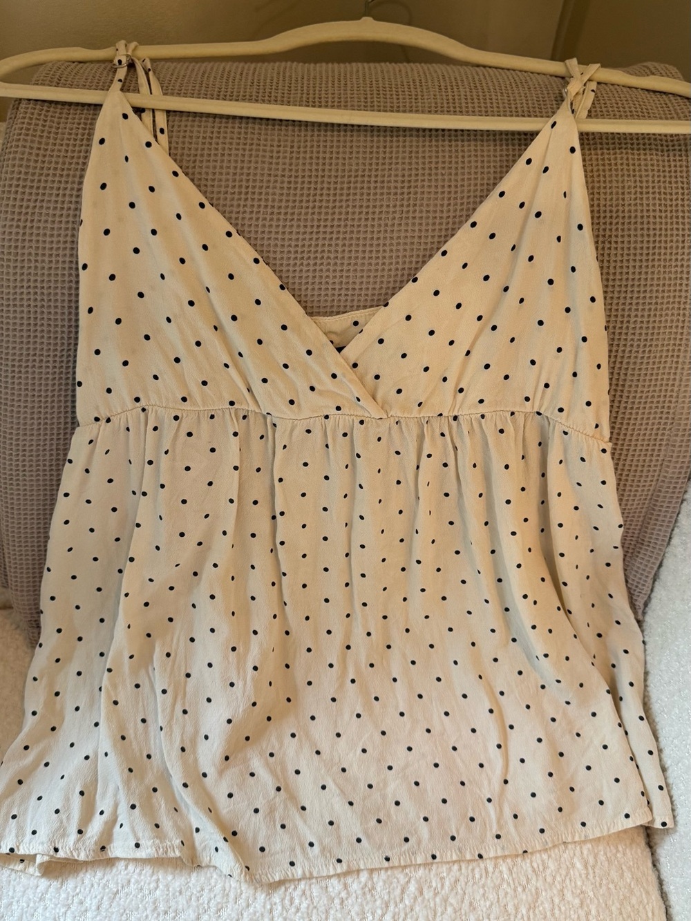 Brandy Melville Cream Polka Dot V-Neck Cami